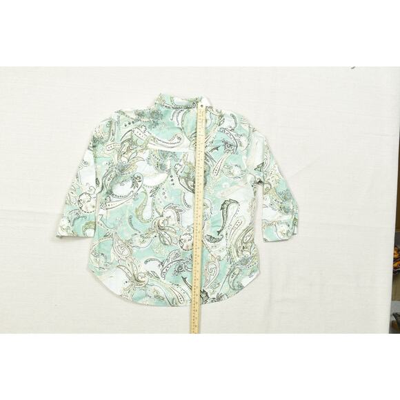 Chico's No-Iron FreshChic Paisley Linen Top Regular Size 1 (8/10) Button Up - Picture 5 of 8